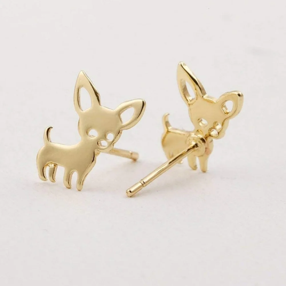 Goldtone Chihuahua Stud Earrings
